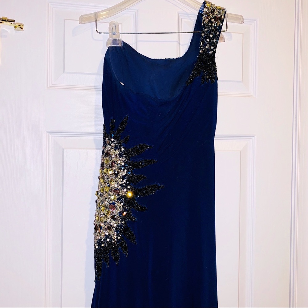 Terani Couture Navy Blue Prom Dress - Picture 7 of 8